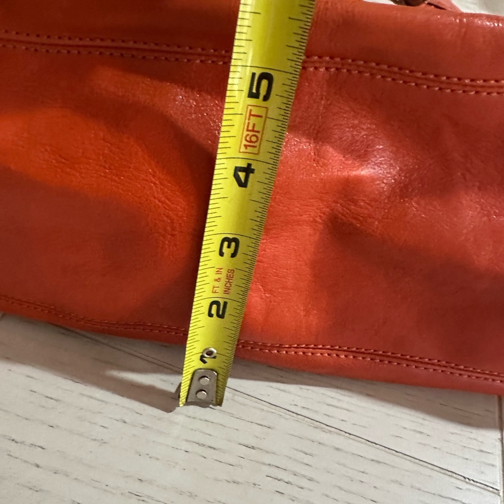 Coach Orange red Leather Shoulder Bag with Scarf Accent - Picture 9 of 10